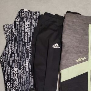 Adidas Kids Pants ×3 Set - Black, Gray, and Mint